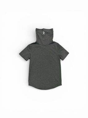 Kids Short-Sleeve Hooded Baseballism Tee in Dark Gray